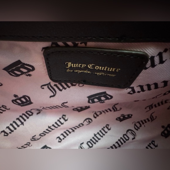 Juicy Couture Cream Quilted Shoulder Tote with Brown Trim & Pink Script - Picture 10 of 11